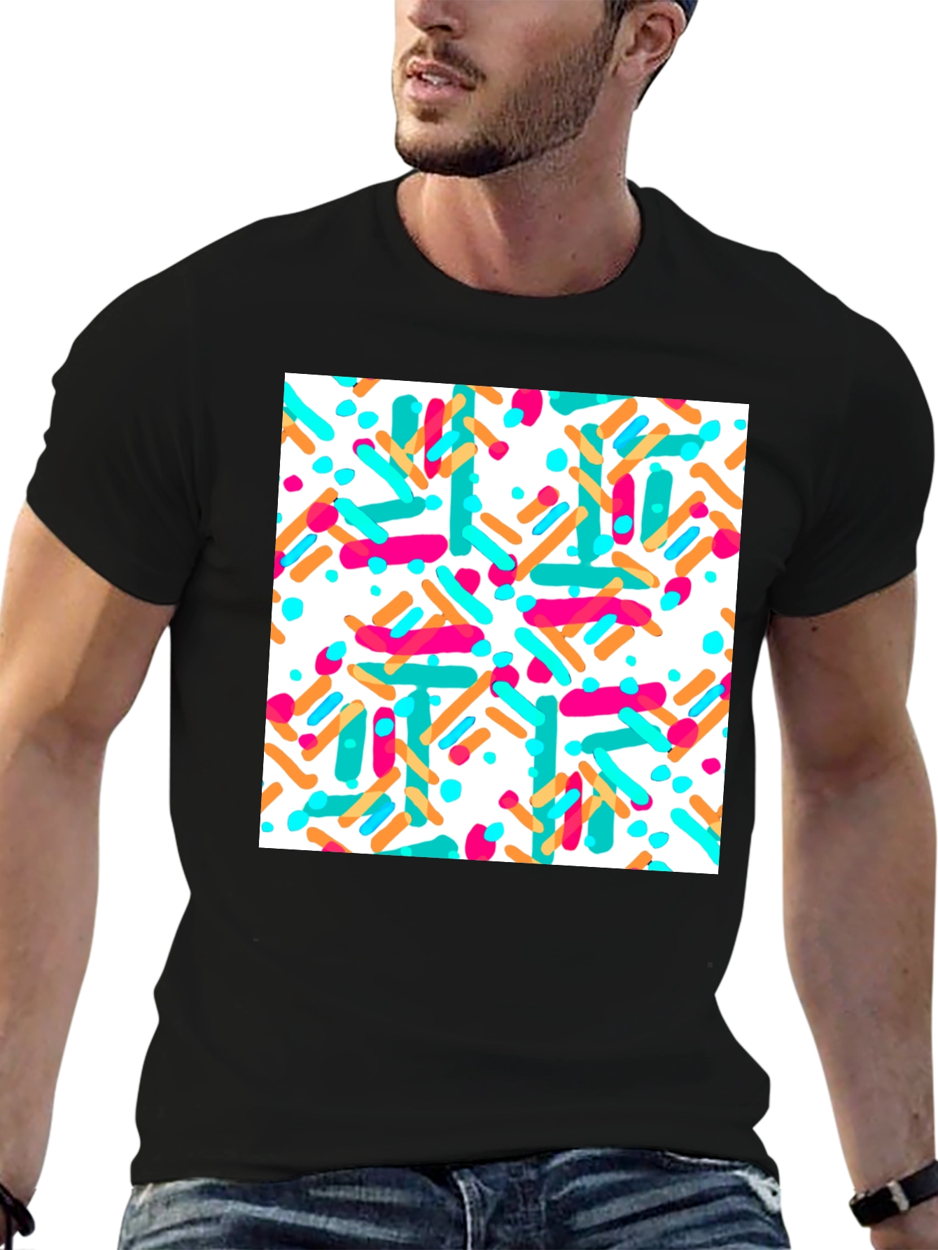 Sprinkled Pattern Black T-Shirt