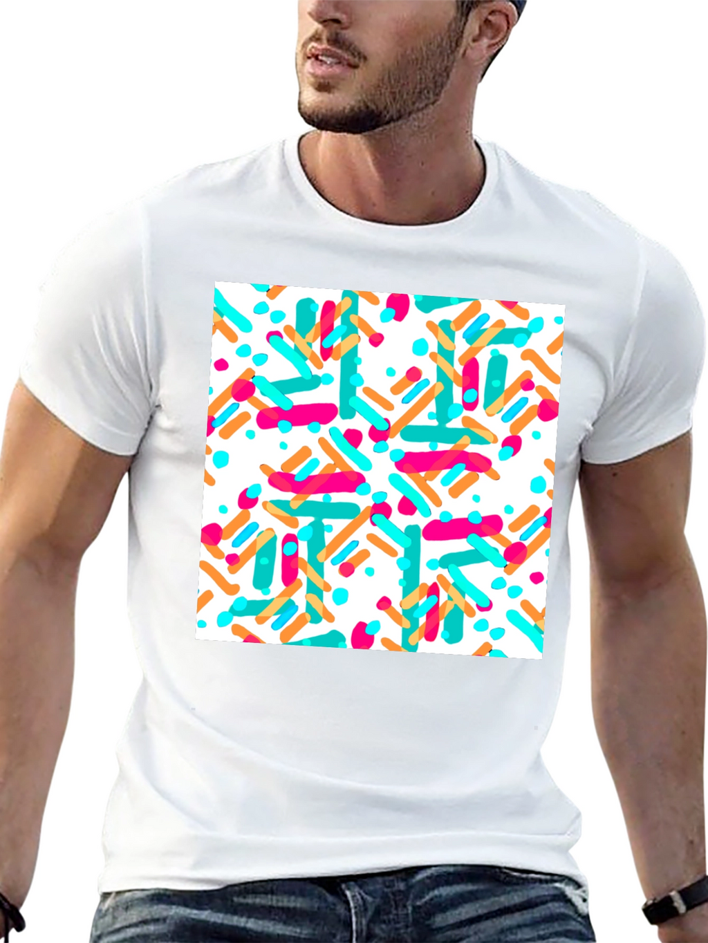 Sprinkled Pattern Black T-Shirt