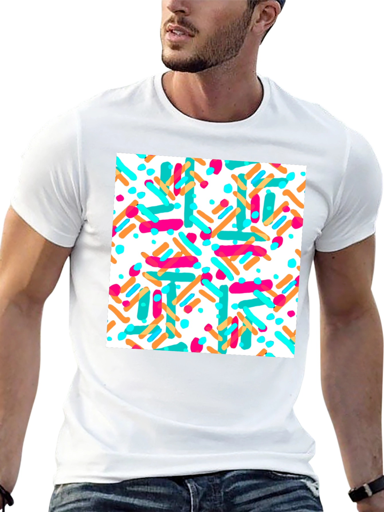 Sprinkled Pattern Black T-Shirt