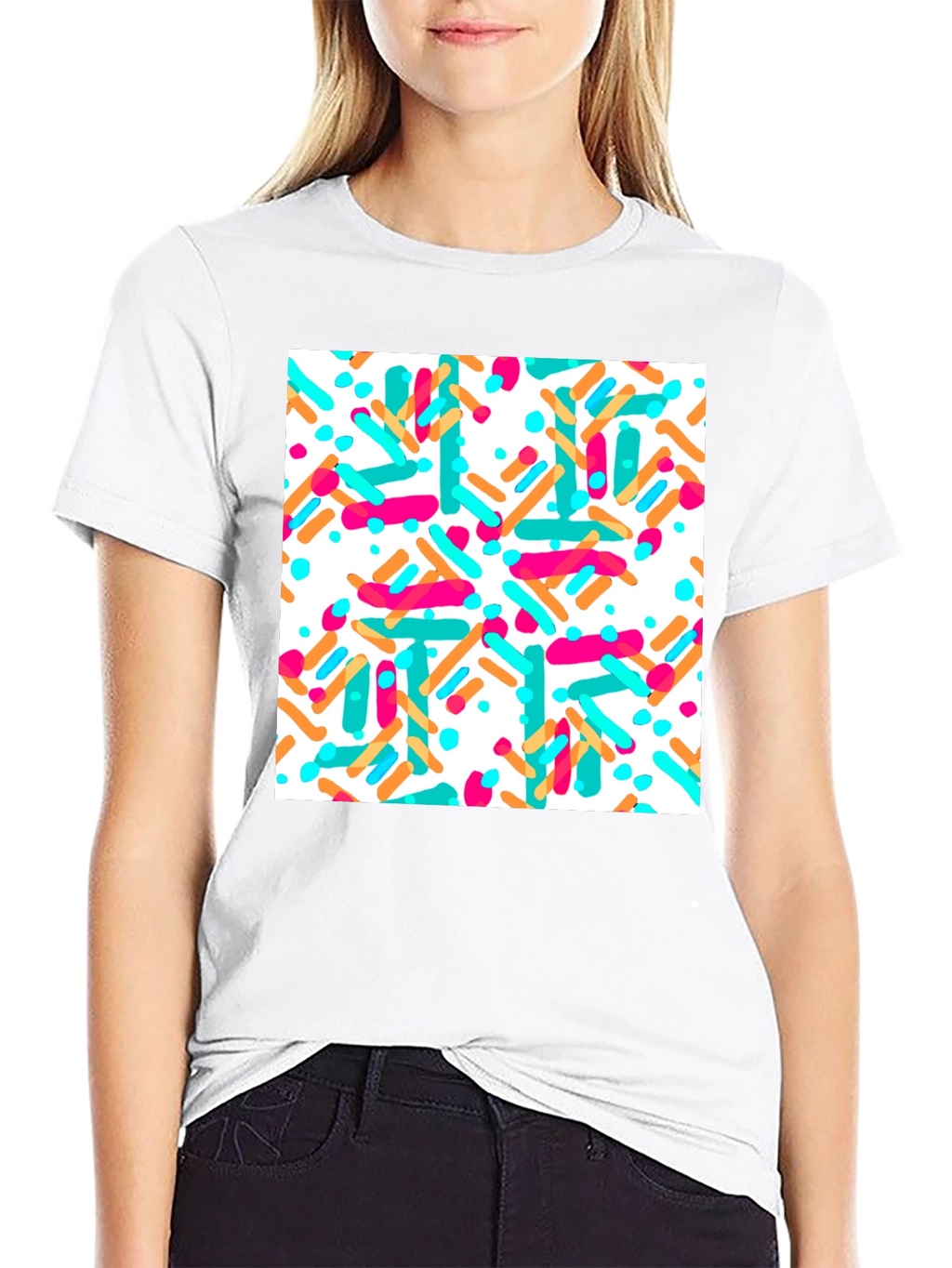 Sprinkled Pattern Black T-Shirt