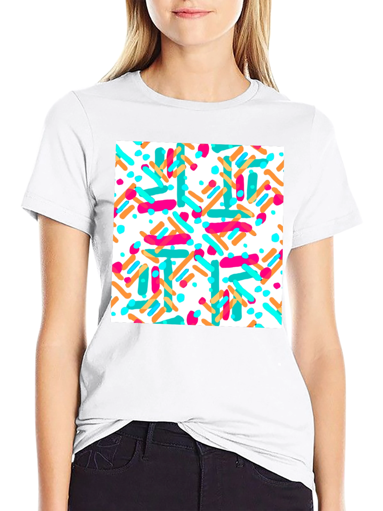 Sprinkled Pattern Black T-Shirt