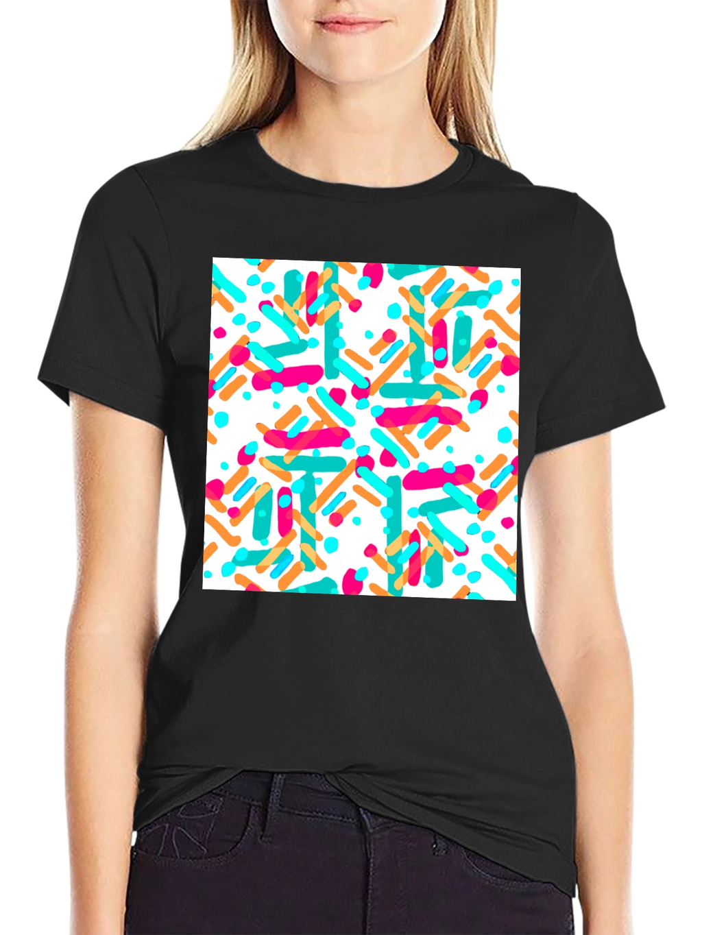 Sprinkled Pattern Black T-Shirt