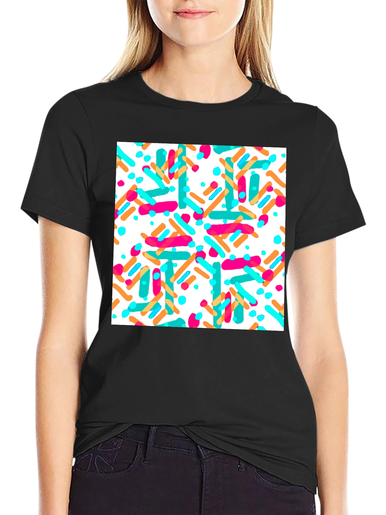 Sprinkled Pattern Black T-Shirt