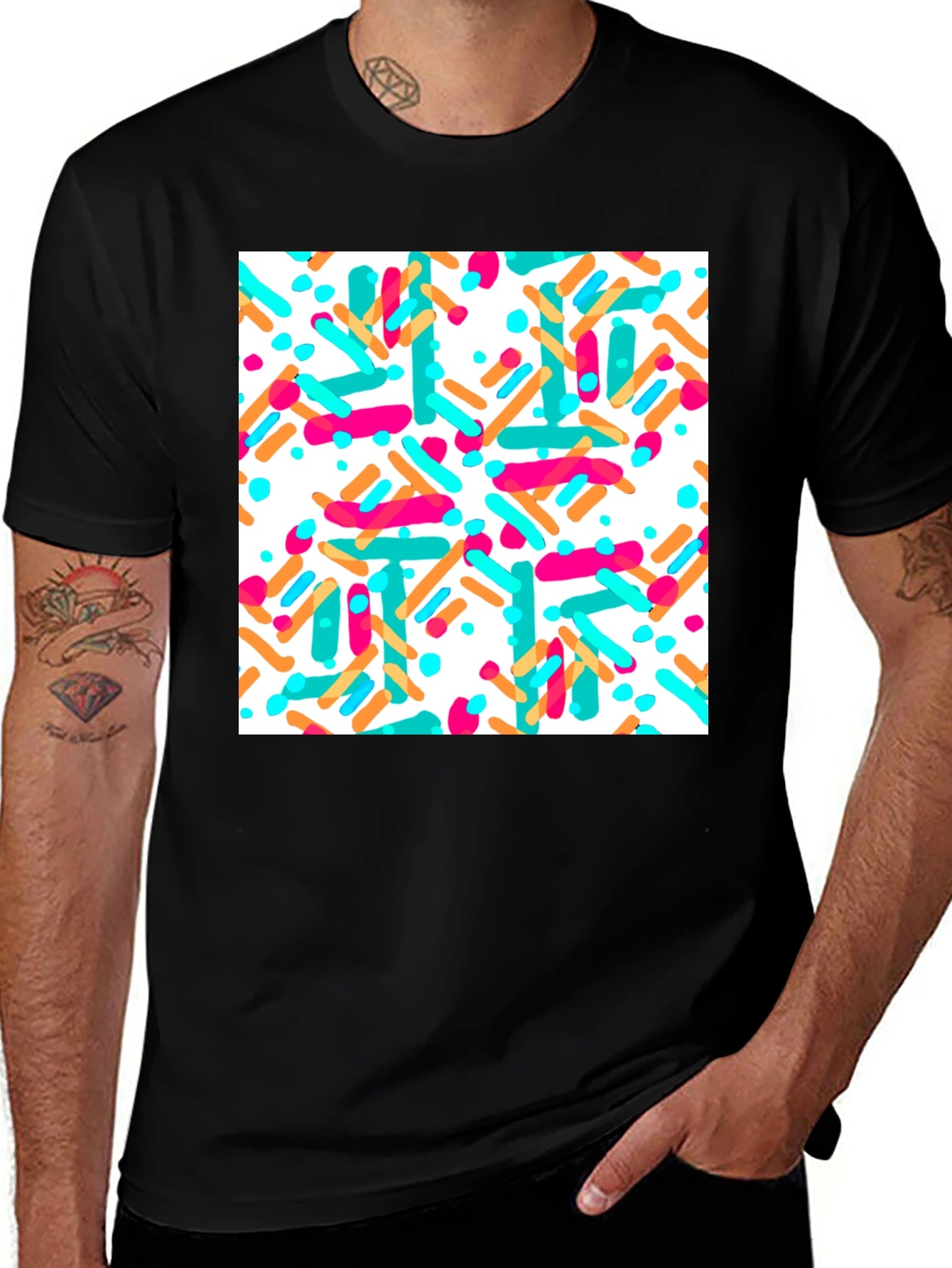 Sprinkled Pattern Black T-Shirt