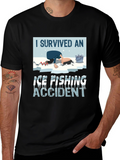 I Survived Ice Fishing Accident Graphic Tee