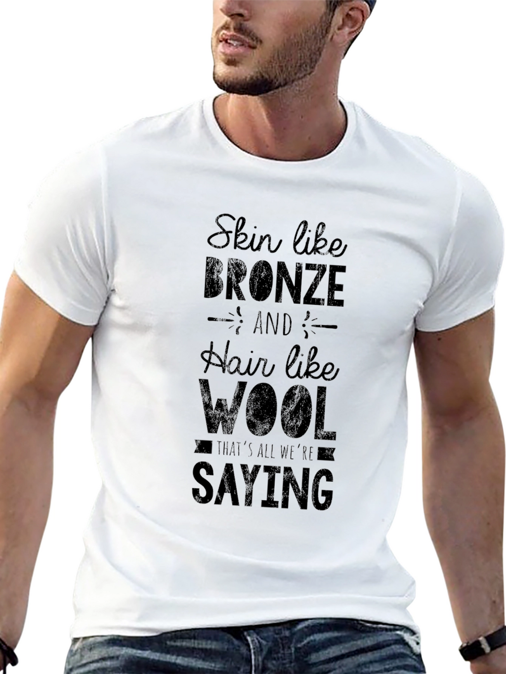Skin Like Bronze Hair Like Wool Black Graphic Tee