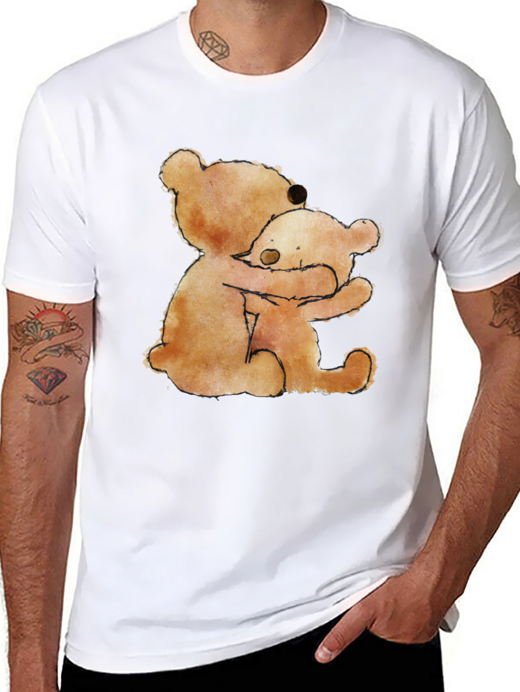 Hugging Bears Graphic Tee - Comfort & Style
