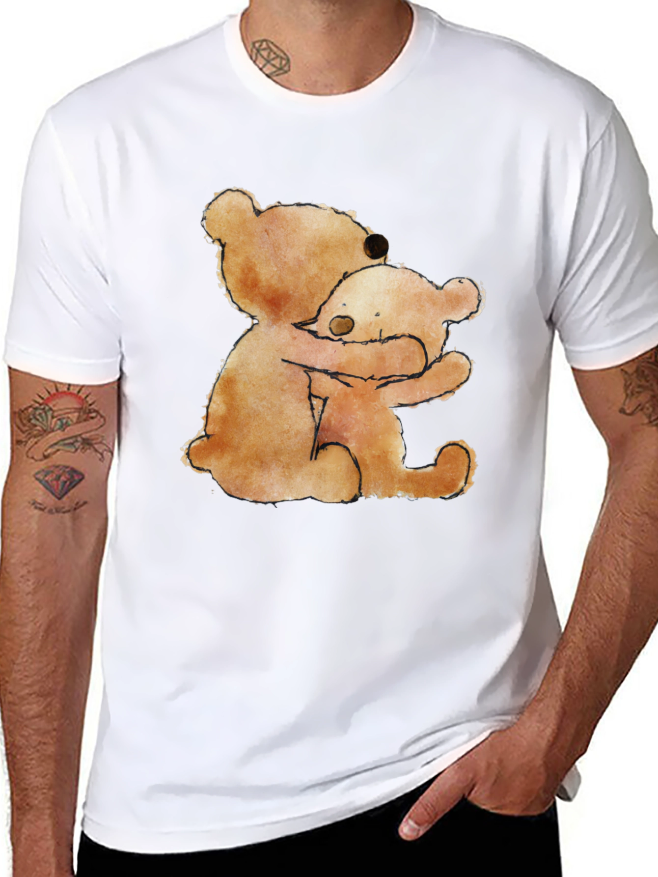 Hugging Bears Graphic Tee - Comfort & Style