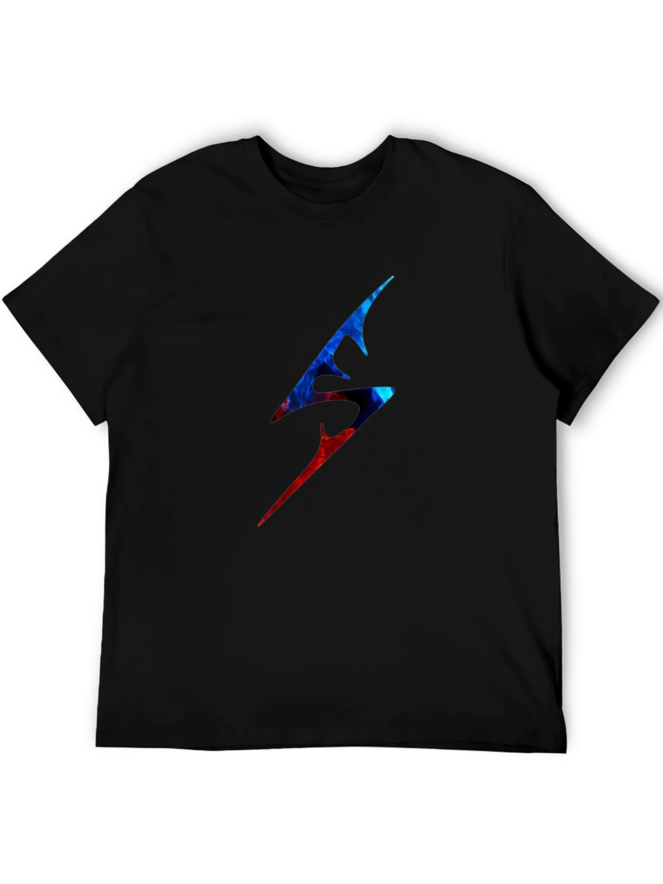 Edgy Lightning Bolt Graphic Tee - Black