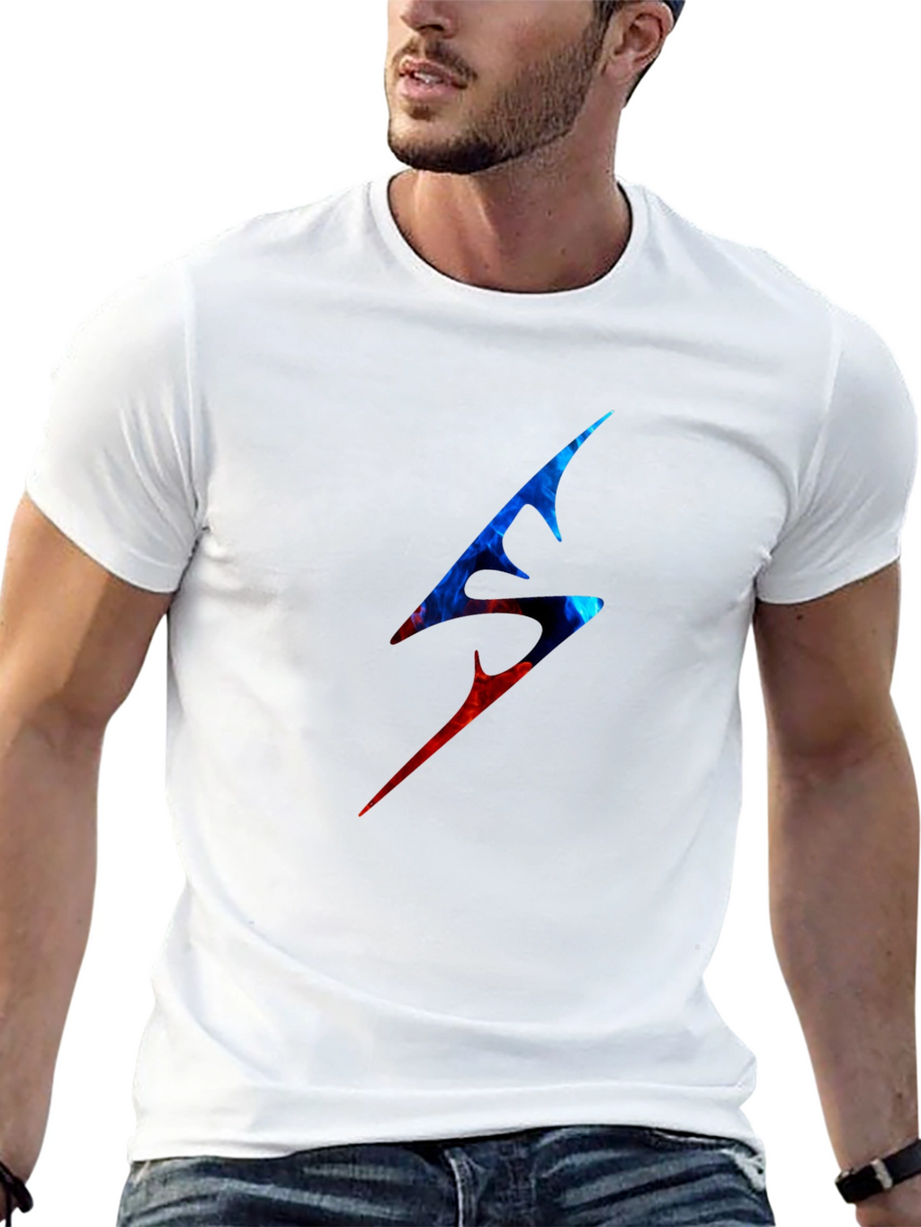 Edgy Lightning Bolt Graphic Tee - Black