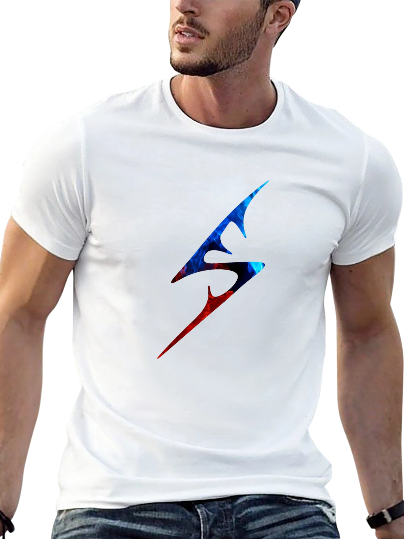 Edgy Lightning Bolt Graphic Tee - Black