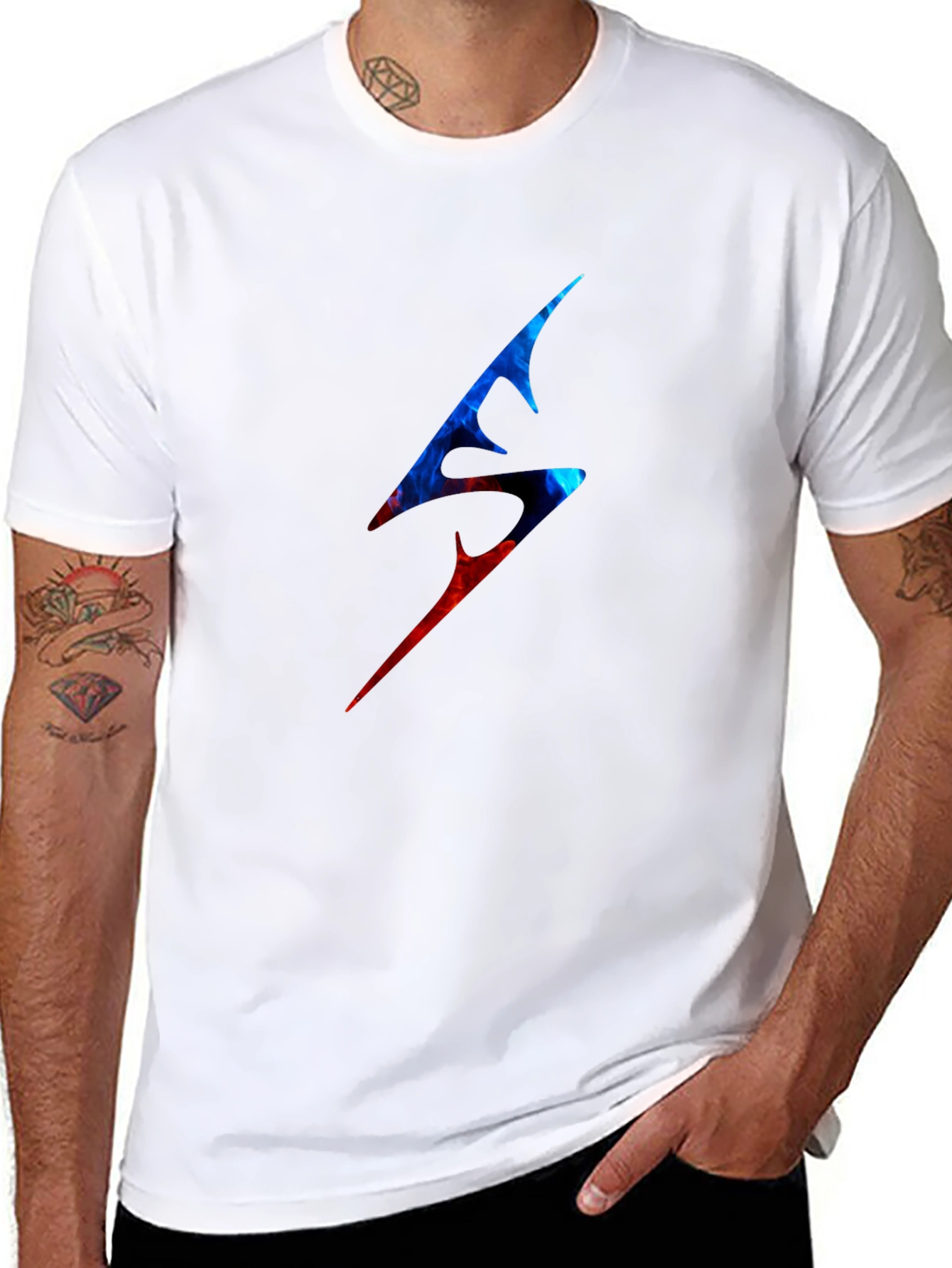 Edgy Lightning Bolt Graphic Tee - Black