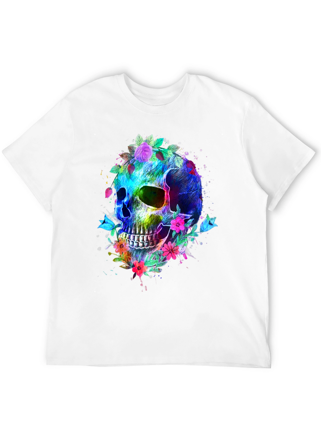 Floral Skull Graphic T-Shirt - Vibrant & Bold