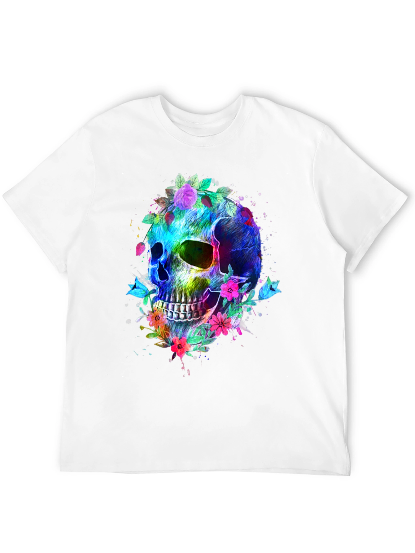 Floral Skull Graphic T-Shirt - Vibrant & Bold