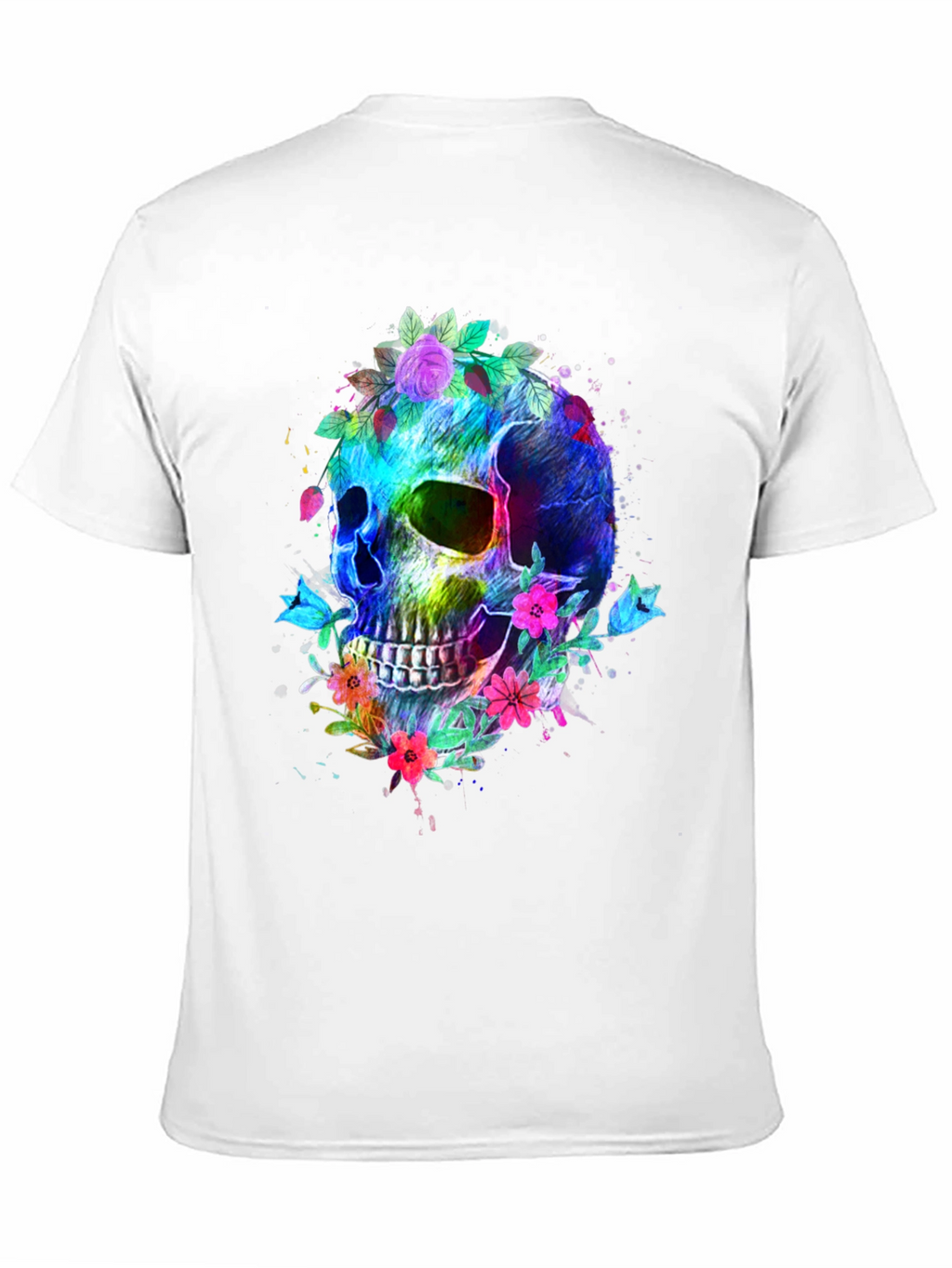 Floral Skull Graphic T-Shirt - Vibrant & Bold