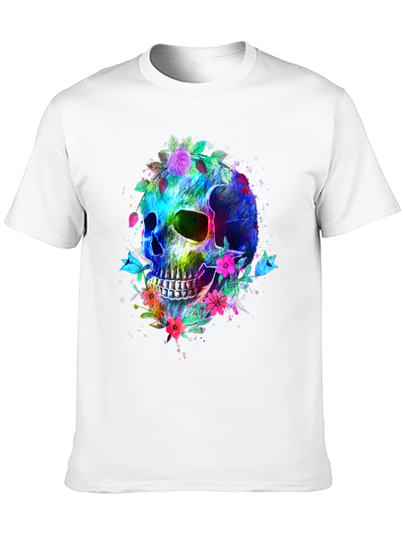 Floral Skull Graphic T-Shirt - Vibrant & Bold
