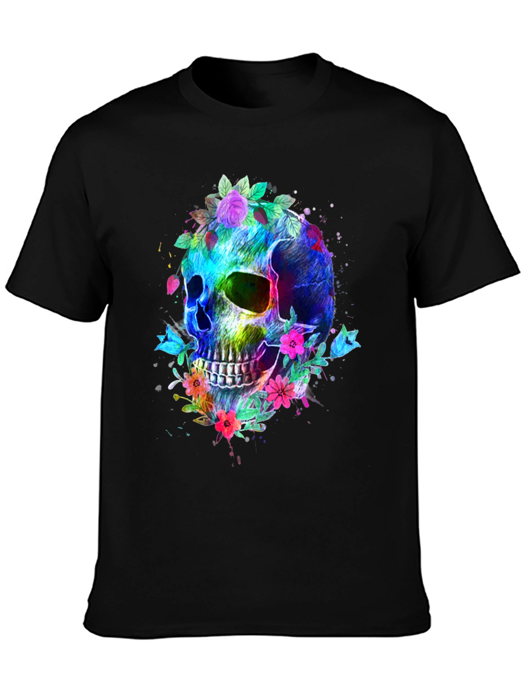 Floral Skull Graphic T-Shirt - Vibrant & Bold