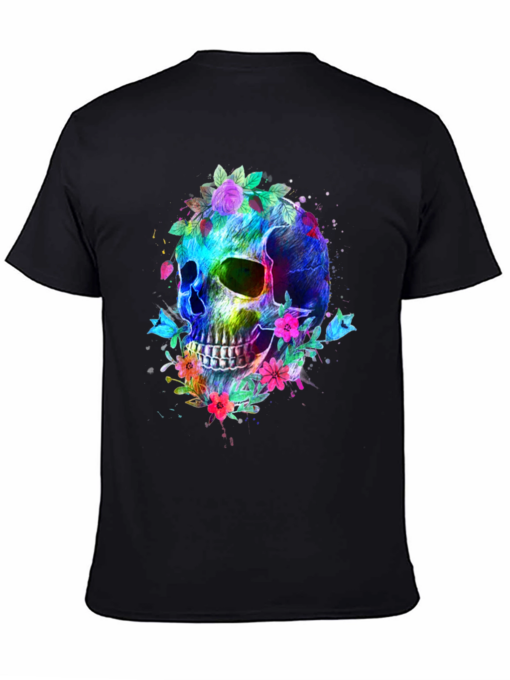 Floral Skull Graphic T-Shirt - Vibrant & Bold