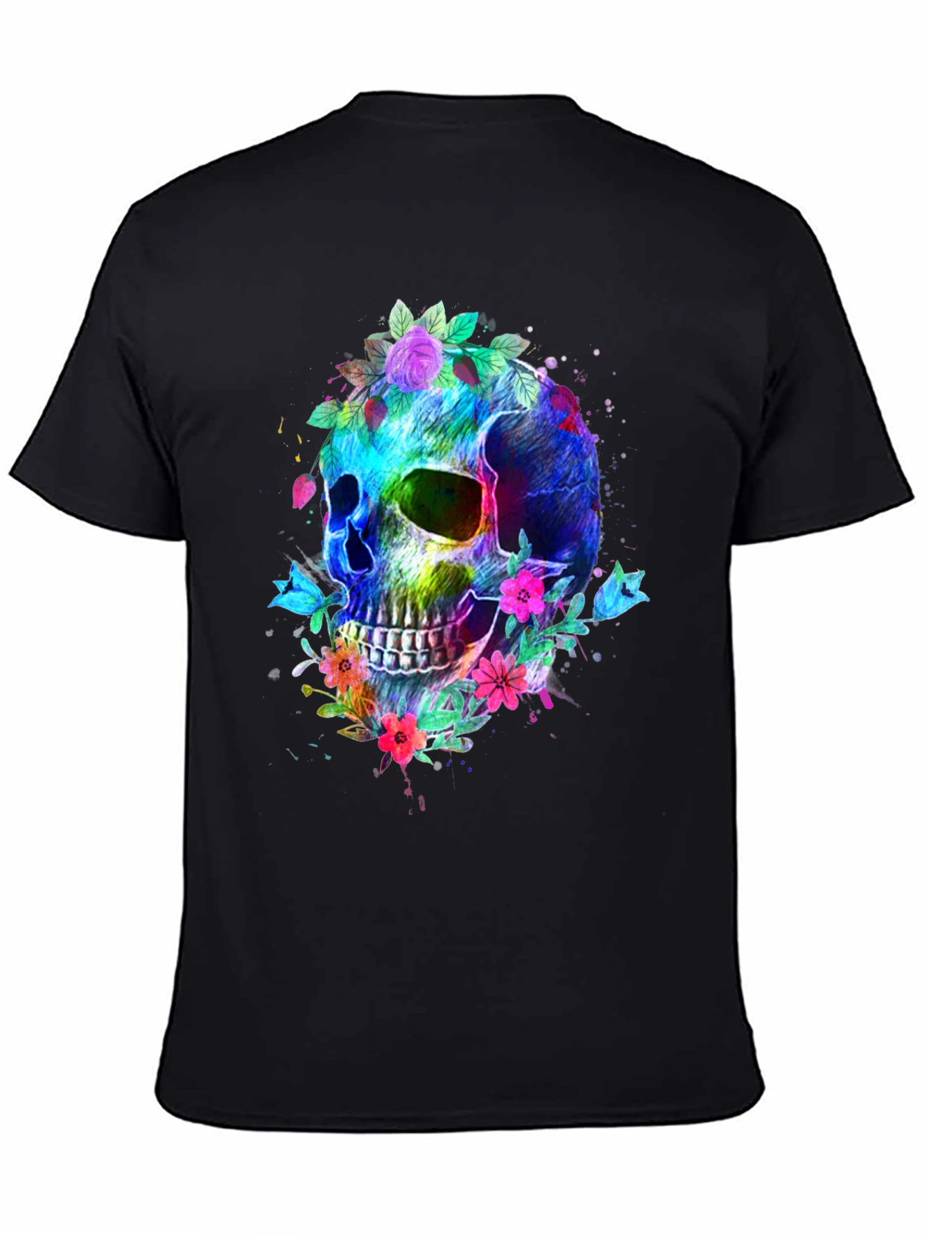 Floral Skull Graphic T-Shirt - Vibrant & Bold