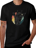 Retro Giraffe Head Graphic Tee - Black