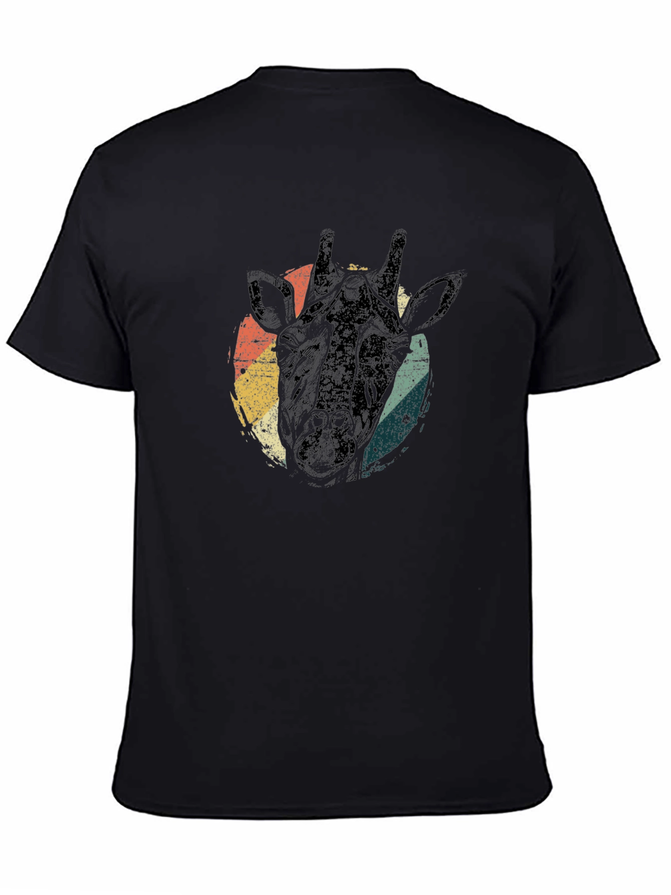 Retro Giraffe Head Graphic Tee - Black