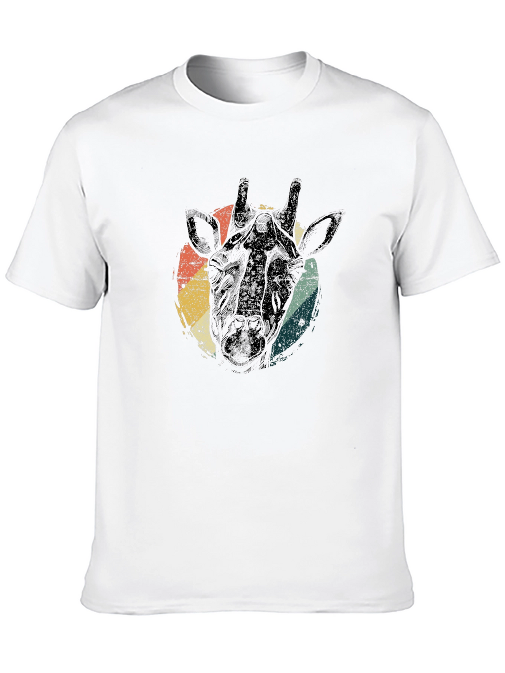 Retro Giraffe Head Graphic Tee - Black