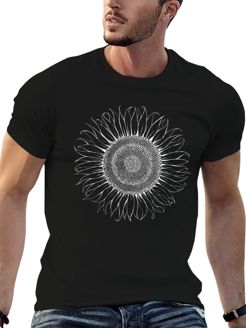 Sunflower Graphic Tee - Black Cotton T-Shirt