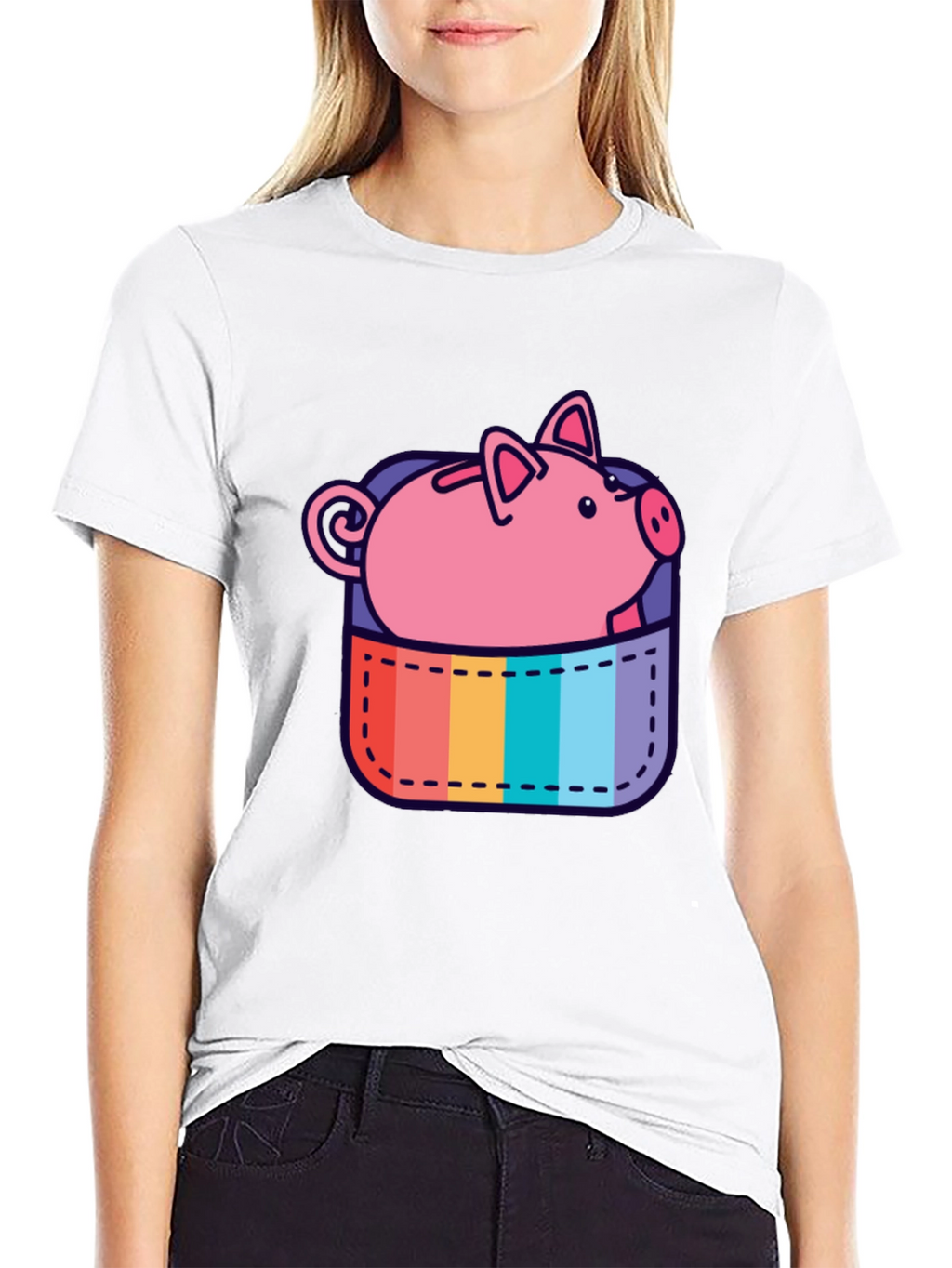 Rainbow Pocket Piggy Bank T-Shirt