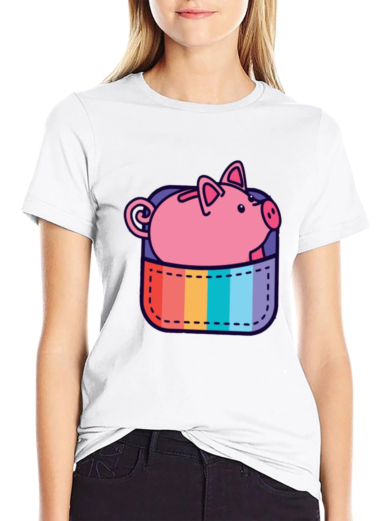 Rainbow Pocket Piggy Bank T-Shirt