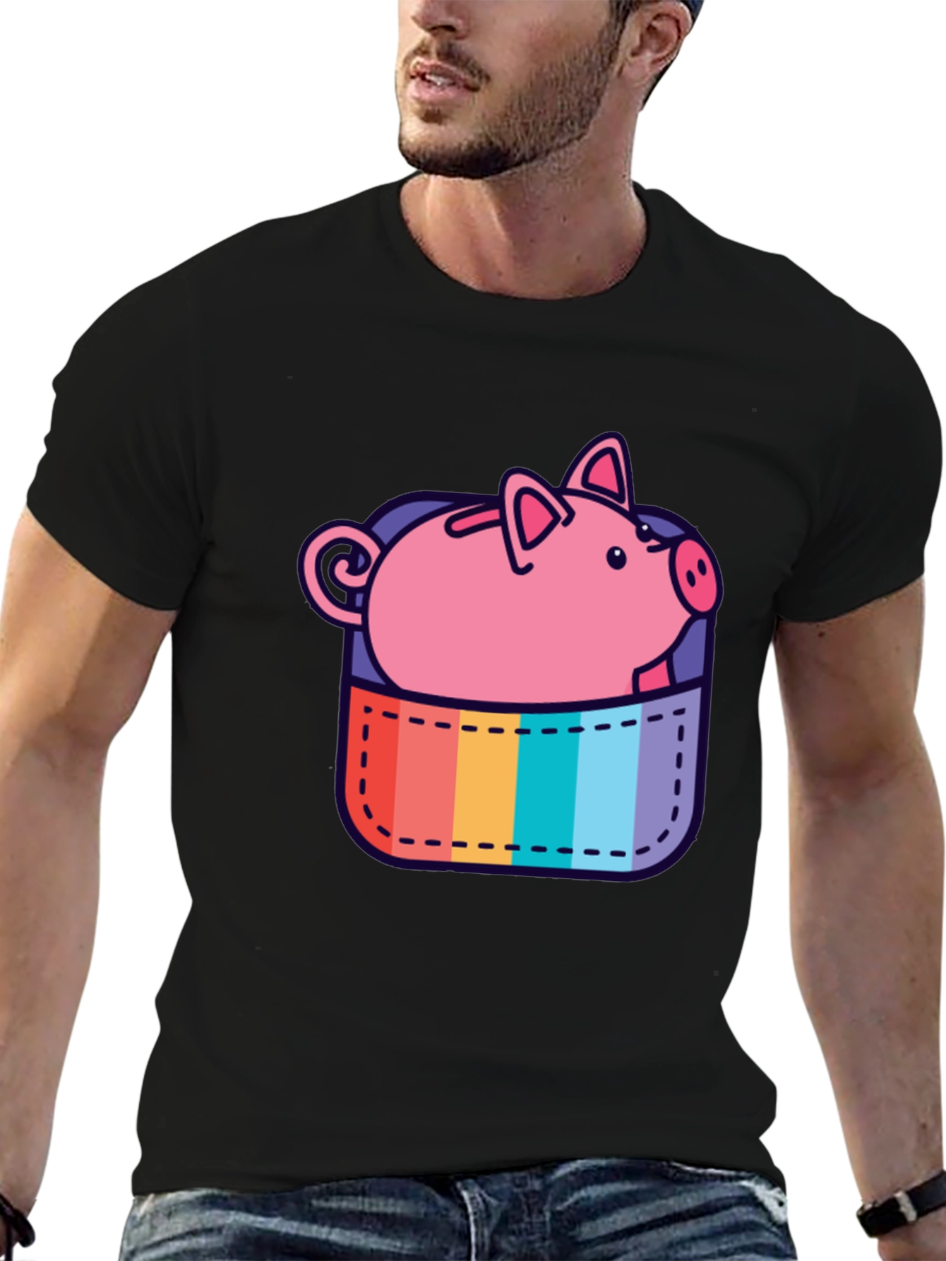 Rainbow Pocket Piggy Bank T-Shirt