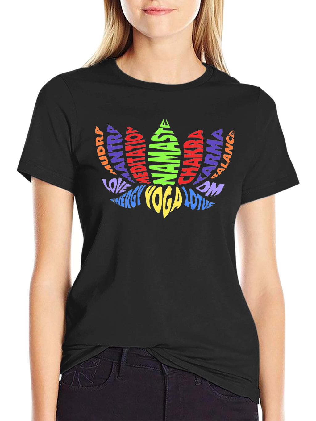 Yoga Lotus Word Art T-Shirt