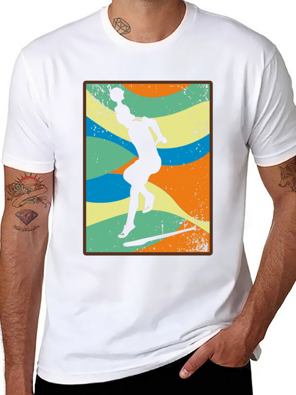 Retro Volleyball Player Black T-Shirt