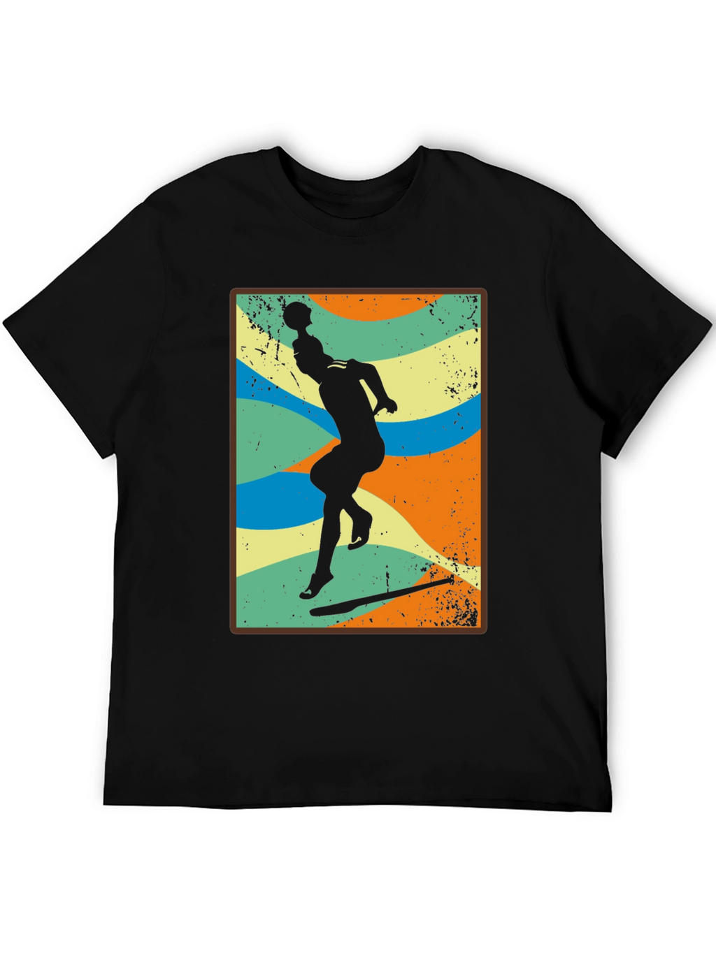 Retro Volleyball Player Black T-Shirt