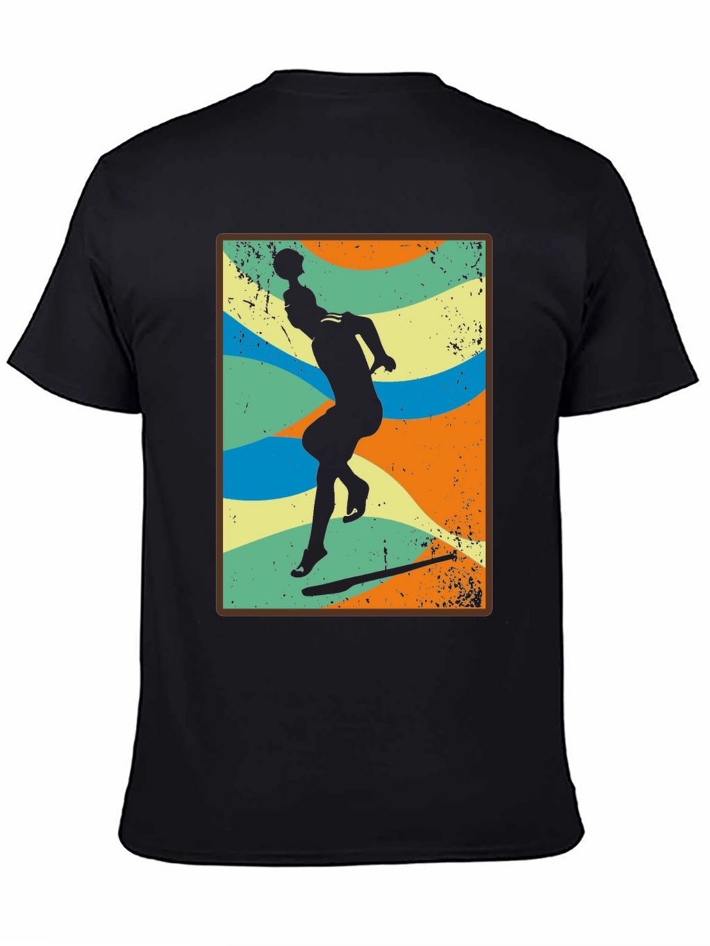 Retro Volleyball Player Black T-Shirt