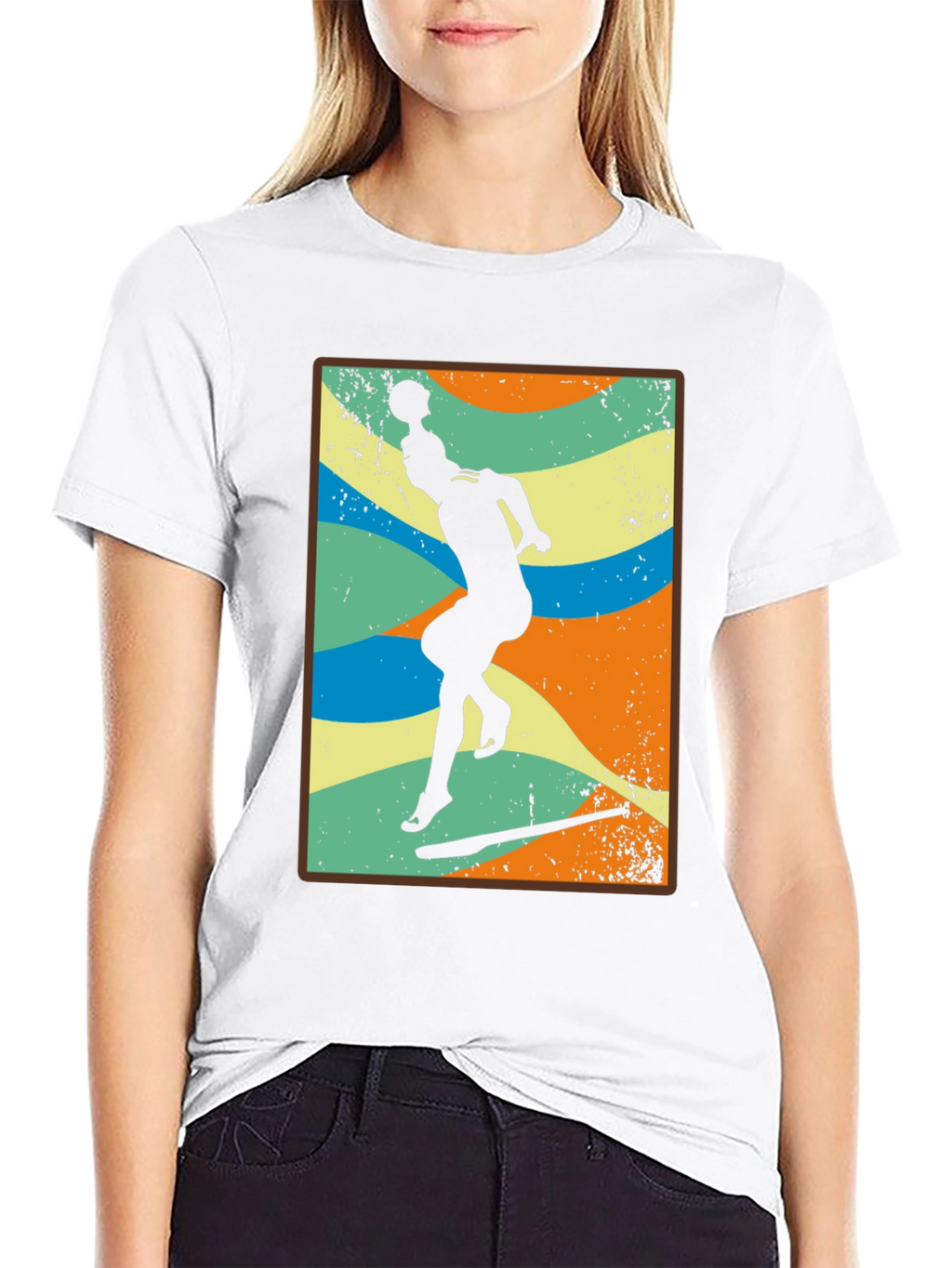 Retro Volleyball Player Black T-Shirt