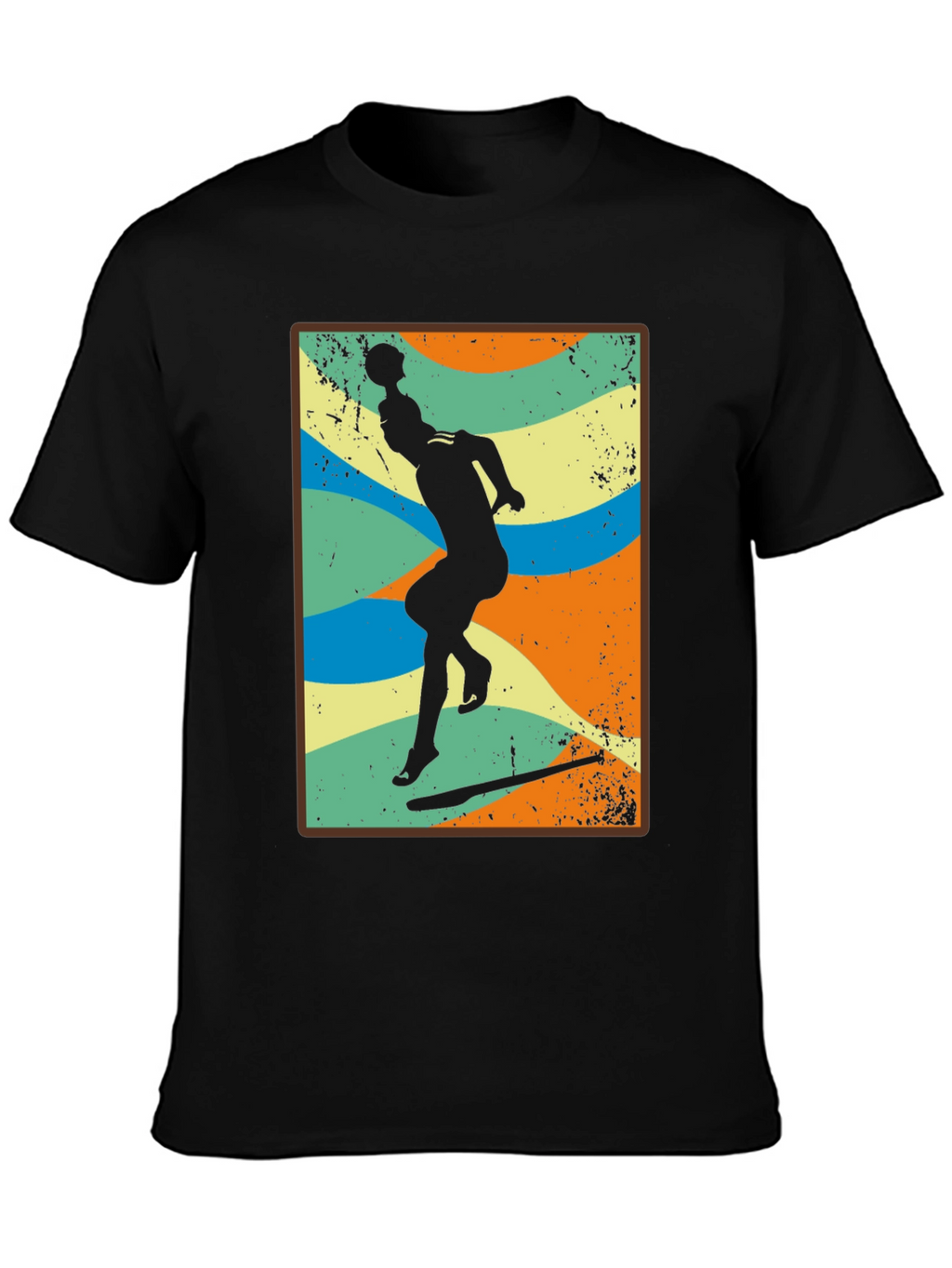 Retro Volleyball Player Black T-Shirt