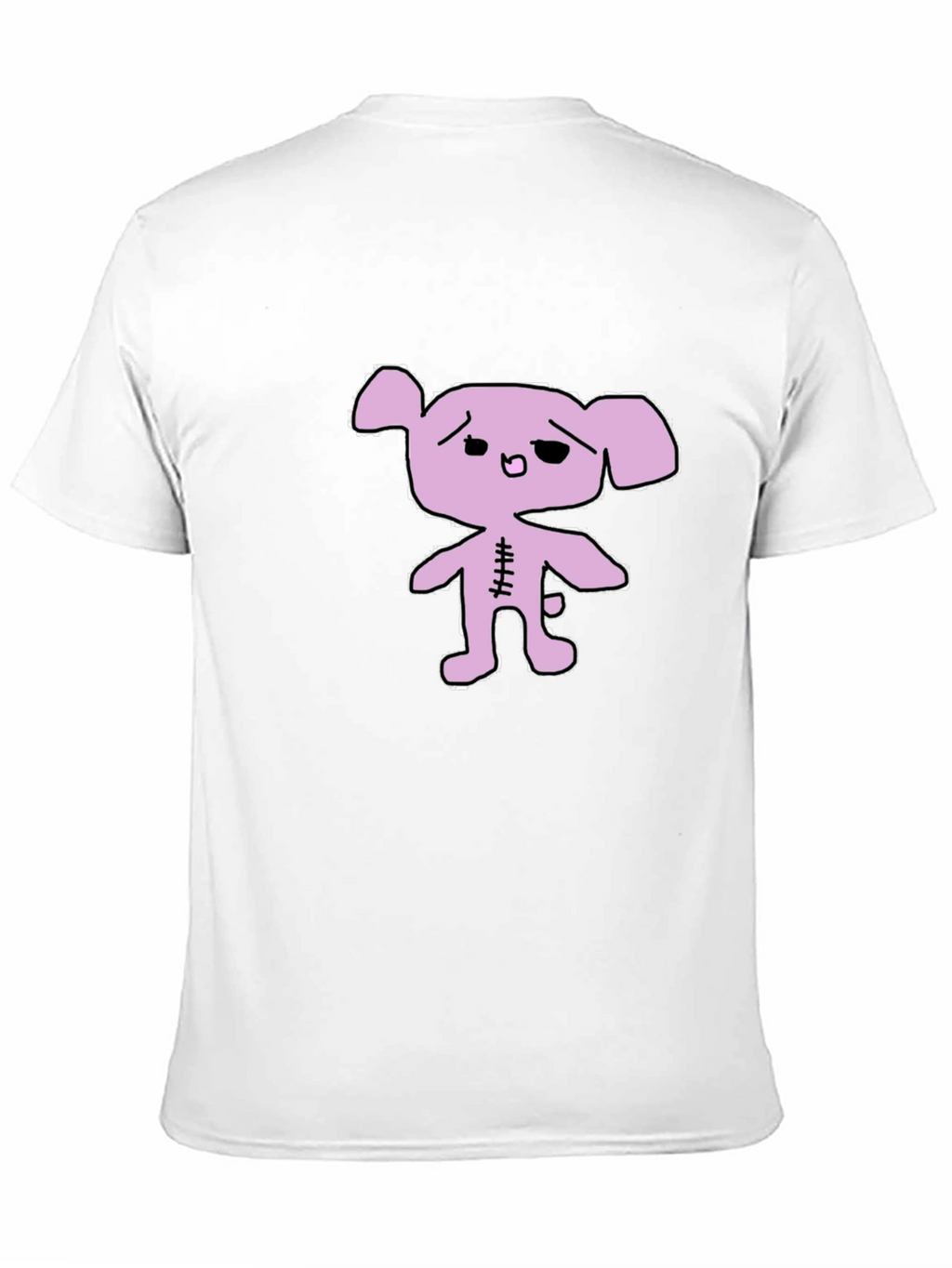 Black T-Shirt with Lilac Cartoon Bear Graphic