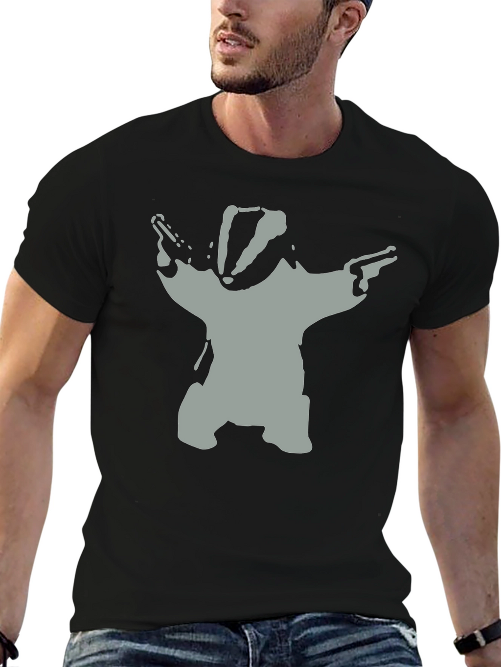 Badger Bandit T-Shirt - Black Cotton Crew Neck Tee