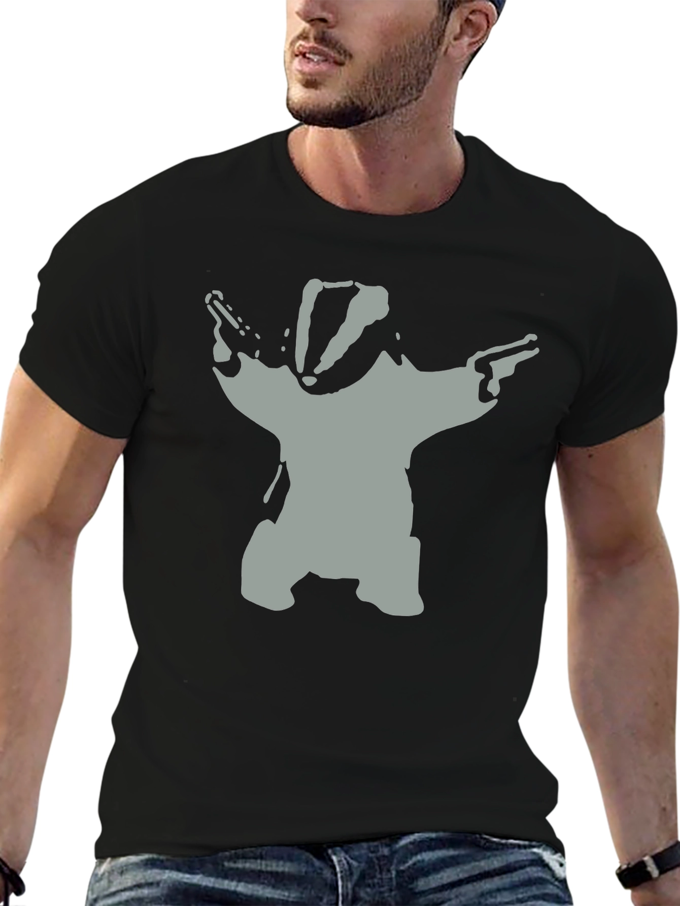 Badger Bandit T-Shirt - Black Cotton Crew Neck Tee