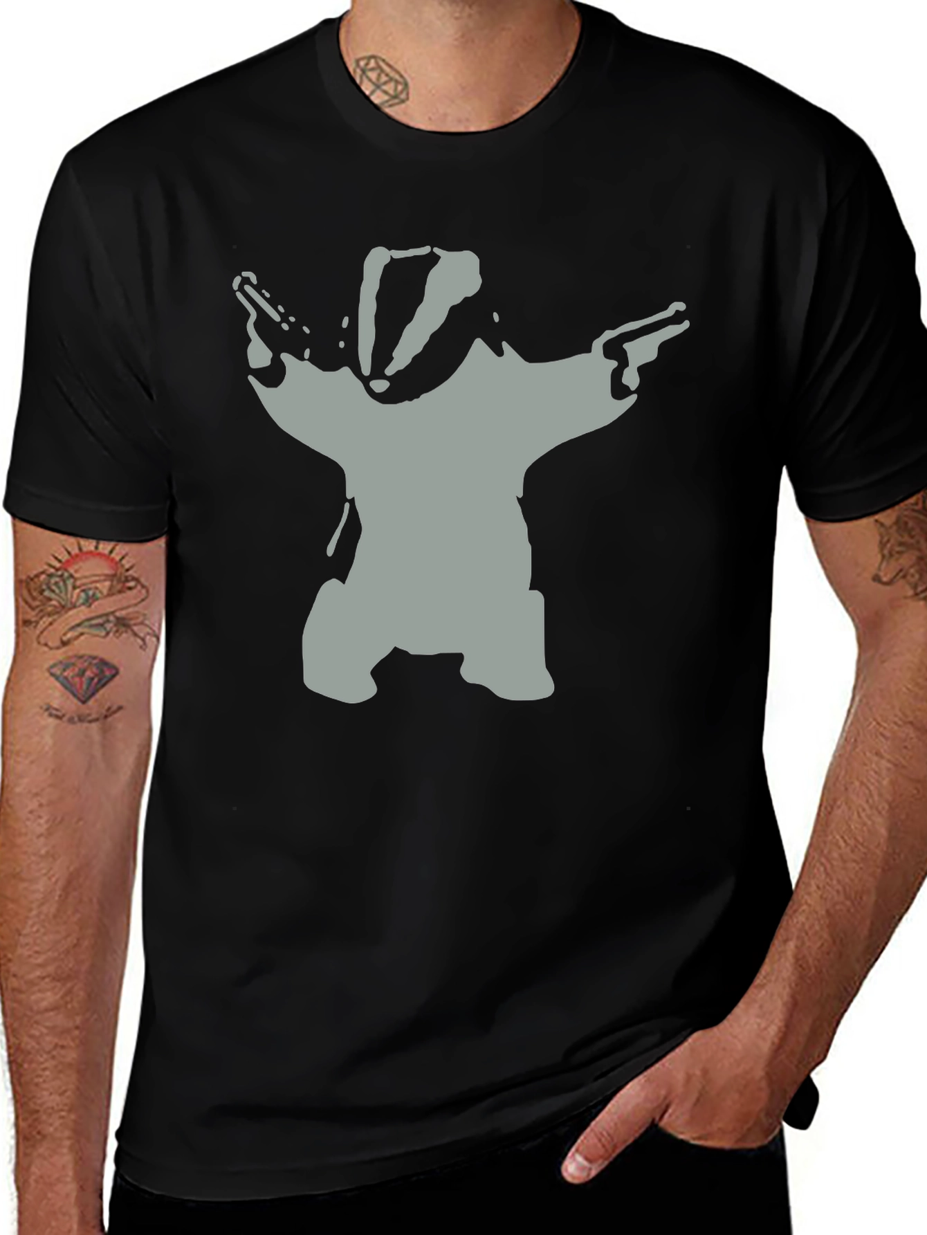 Badger Bandit T-Shirt - Black Cotton Crew Neck Tee