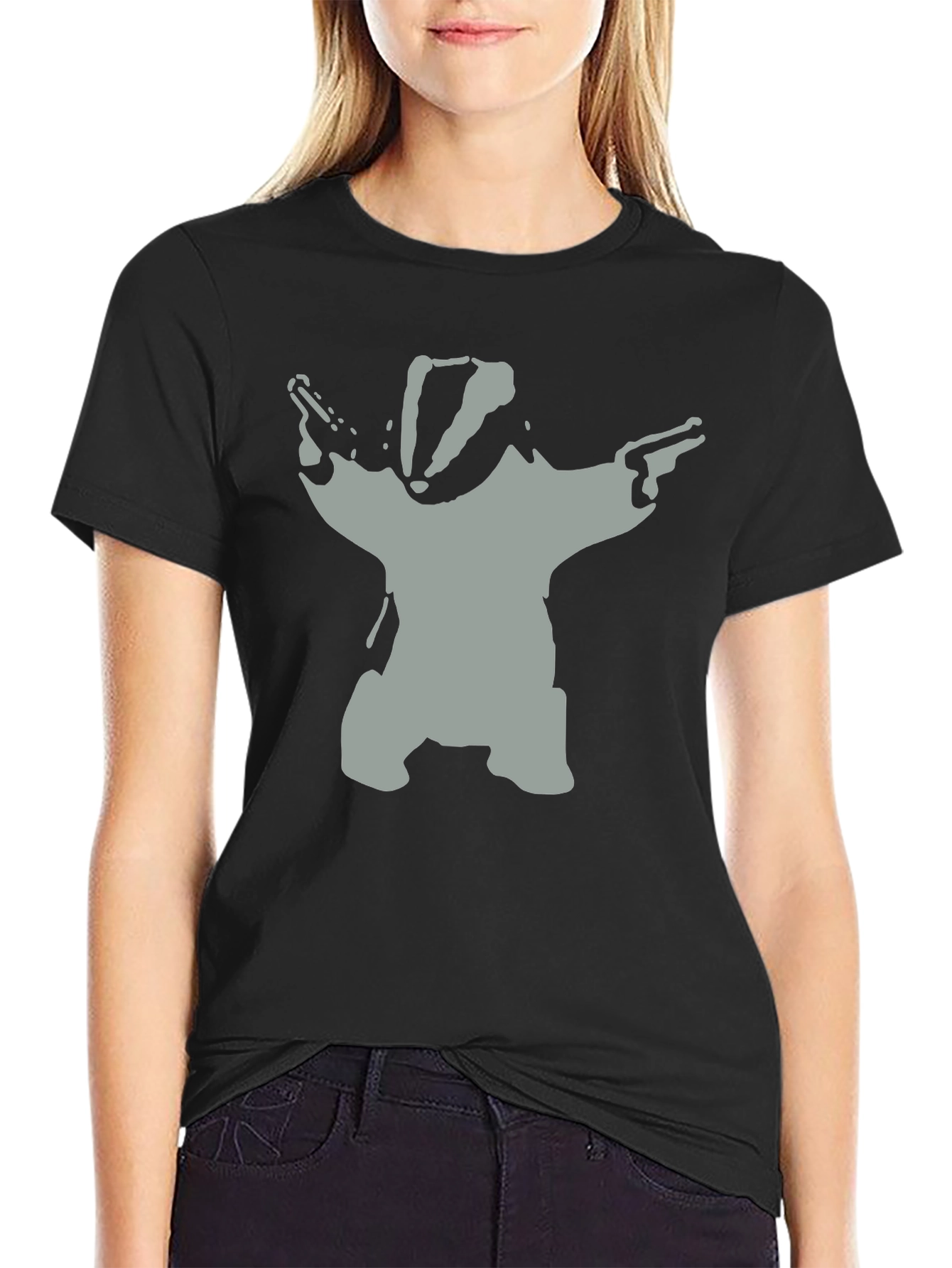 Badger Bandit T-Shirt - Black Cotton Crew Neck Tee