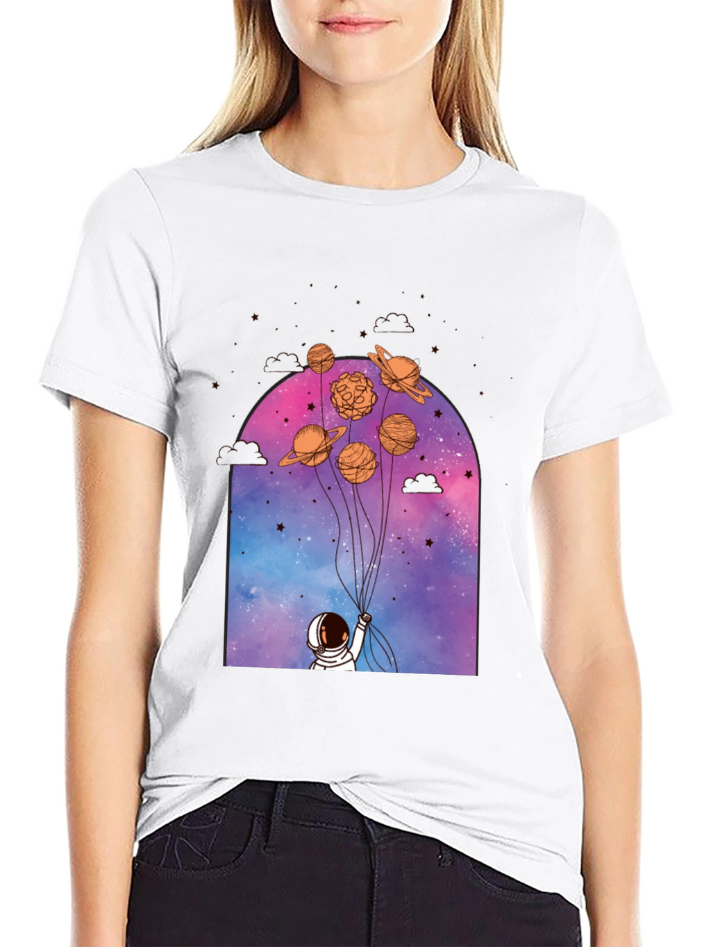 Astronaut Planets Graphic T-Shirt