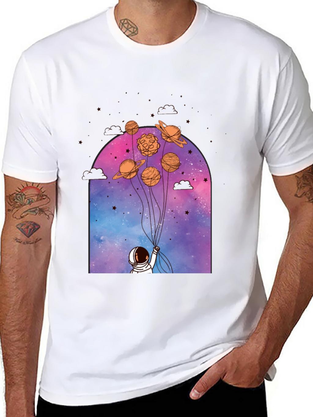 Astronaut Planets Graphic T-Shirt