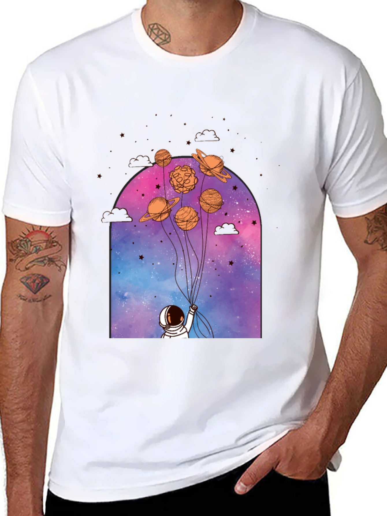Astronaut Planets Graphic T-Shirt