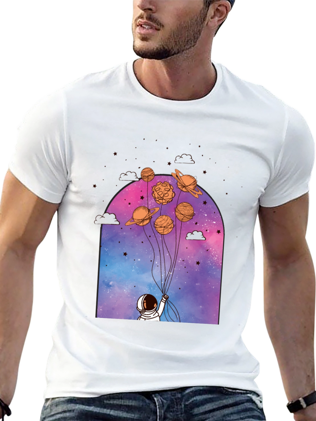 Astronaut Planets Graphic T-Shirt