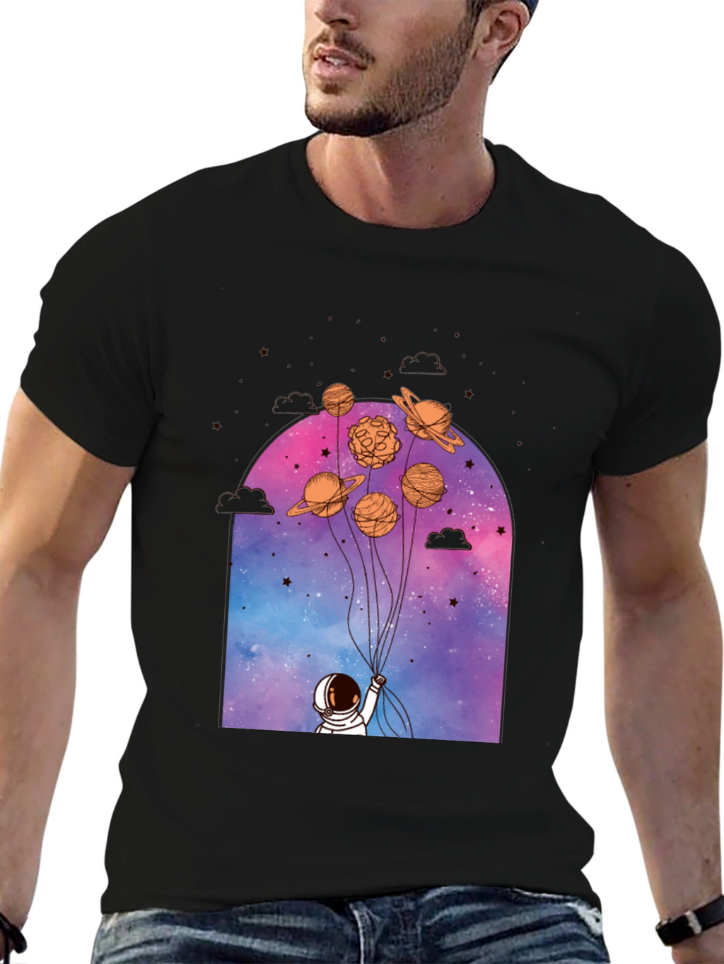 Astronaut Planets Graphic T-Shirt