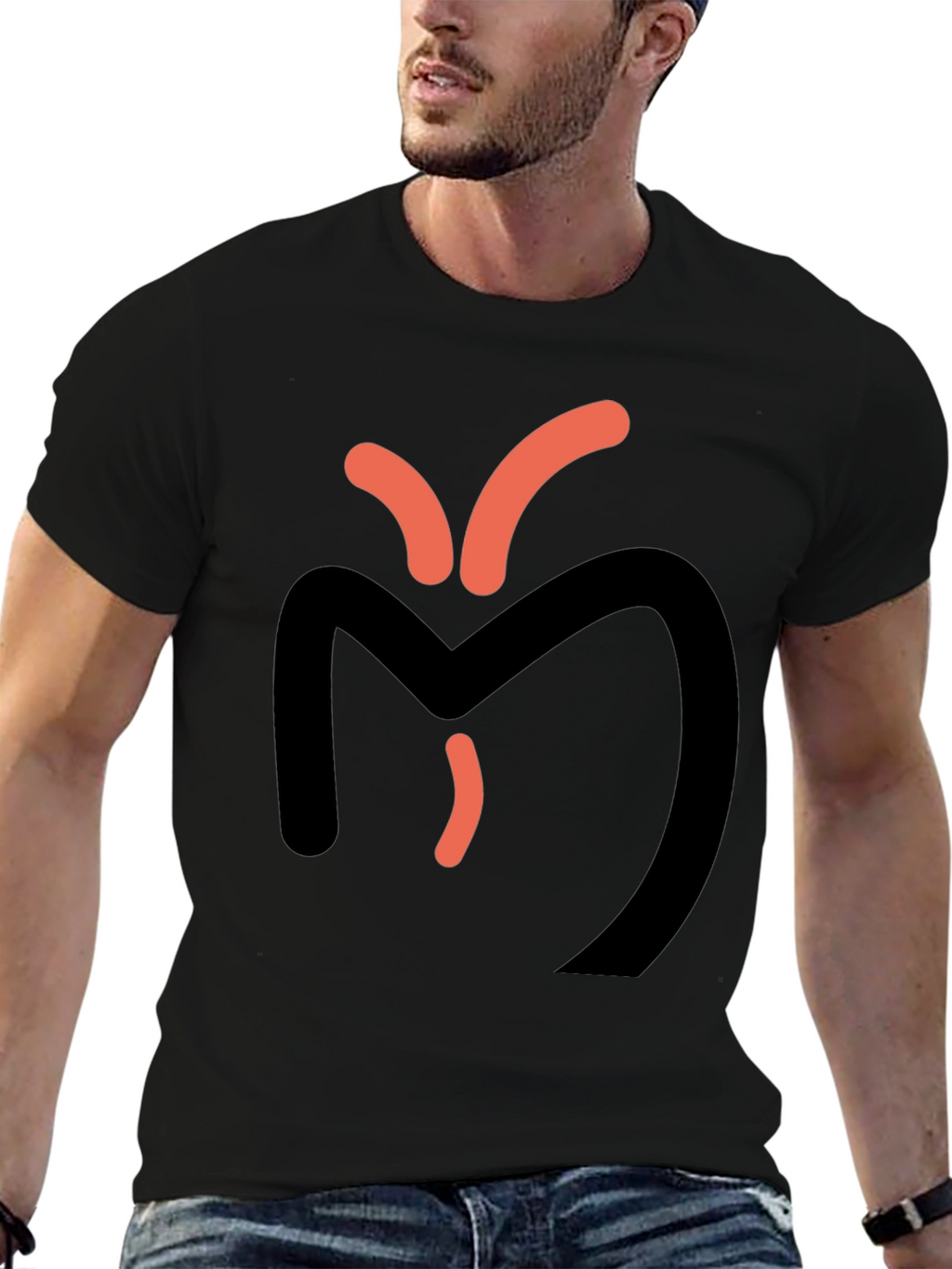 Abstract Graphic Tee - Black Casual T-Shirt