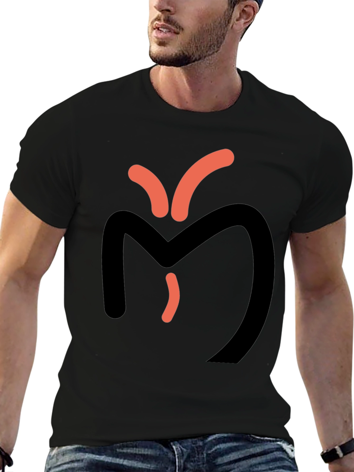Abstract Graphic Tee - Black Casual T-Shirt