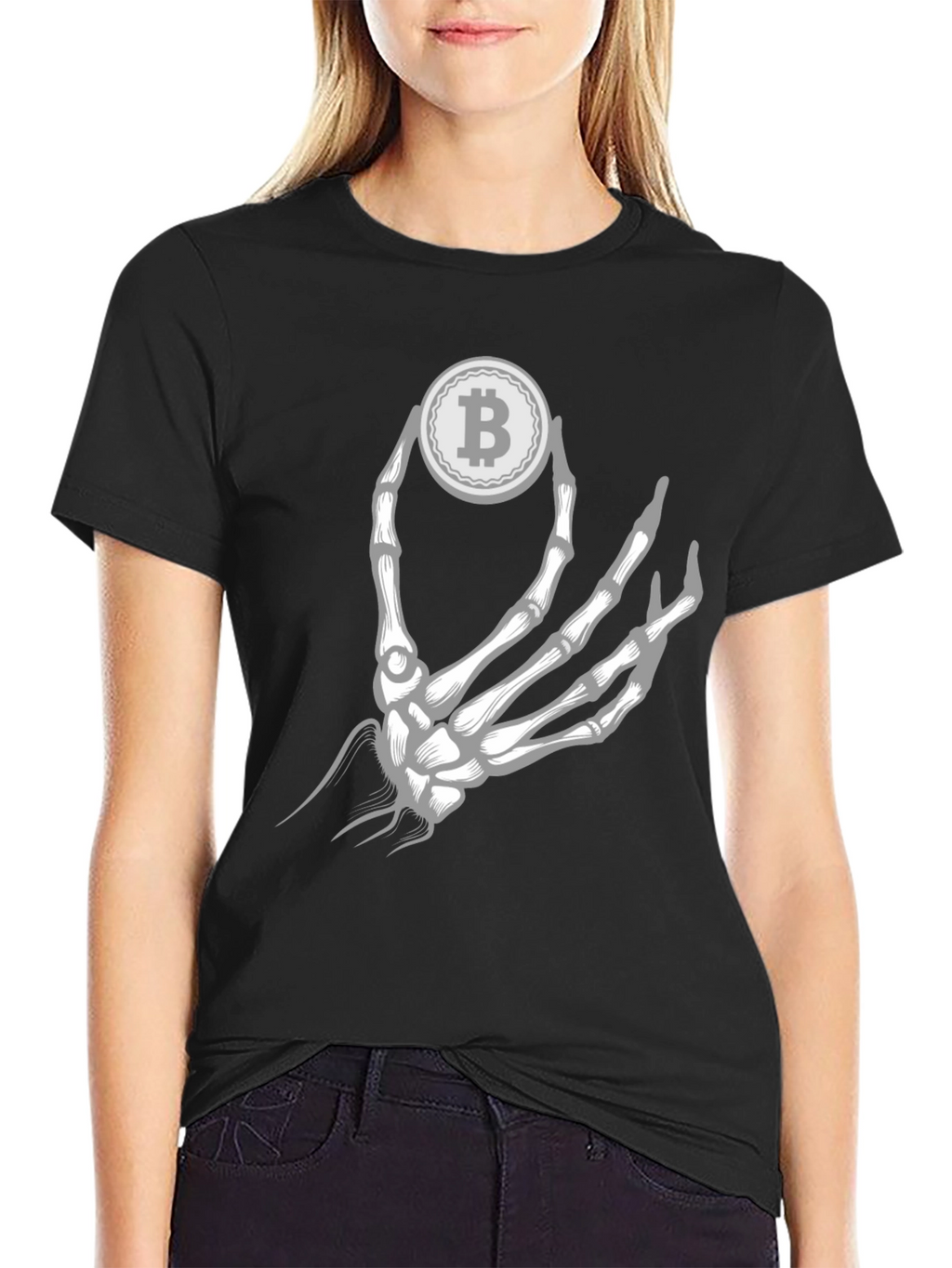 Bitcoin Skeleton Hand Graphic Tee