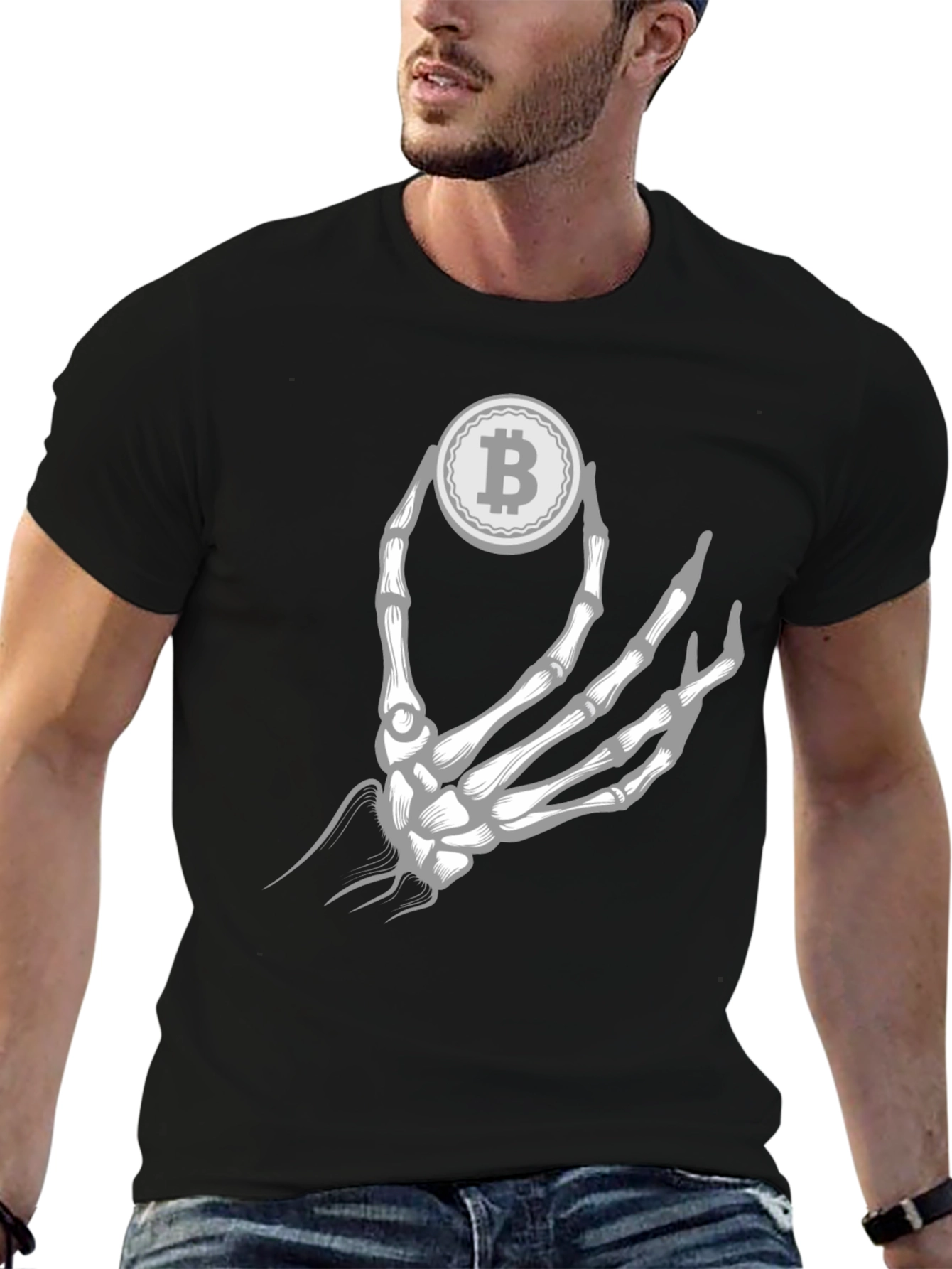 Bitcoin Skeleton Hand Graphic Tee